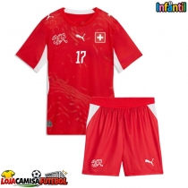 Camisa de Futebol Suíça Ruben Vargas #17 Equipamento Principal Infantil Mundo 2026 Manga Curta (+ Calças curtas)